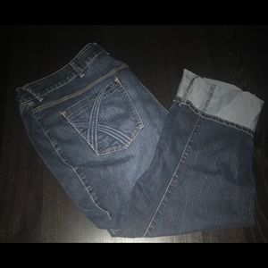 Cuffed Cropped Distressed Jeans